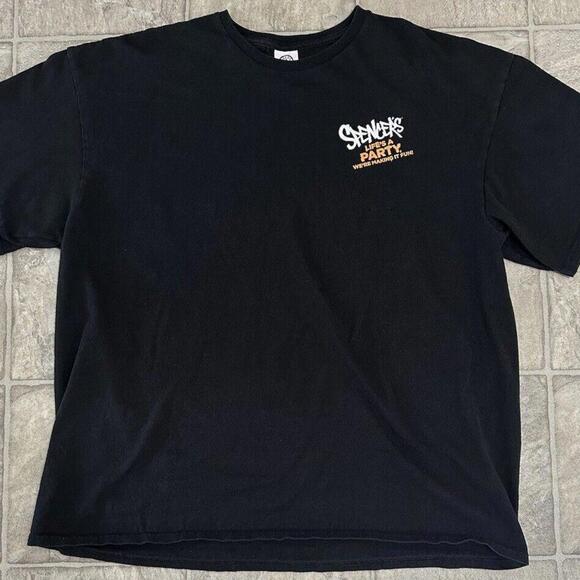 Vintage Spencer's Employee Shirt Rare Mens Black Short Sleeve Delta 2XL - Picture 1 of 5
